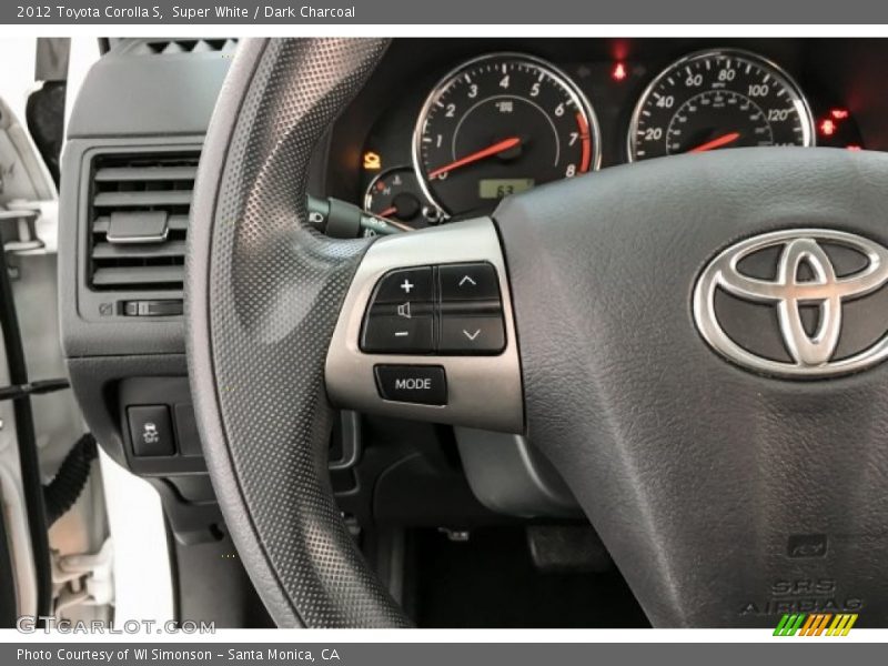 Super White / Dark Charcoal 2012 Toyota Corolla S