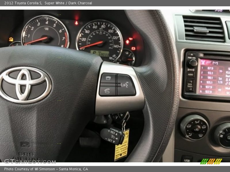 Super White / Dark Charcoal 2012 Toyota Corolla S