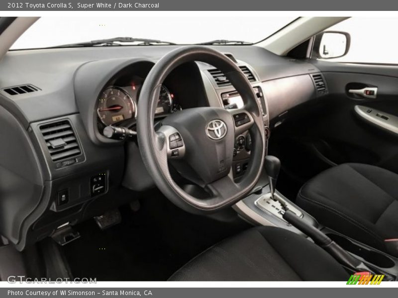 Super White / Dark Charcoal 2012 Toyota Corolla S