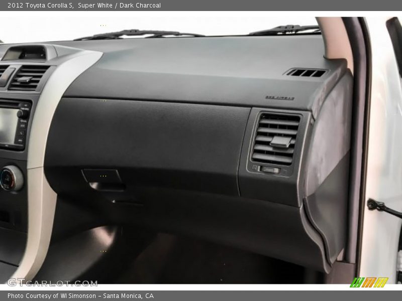 Super White / Dark Charcoal 2012 Toyota Corolla S