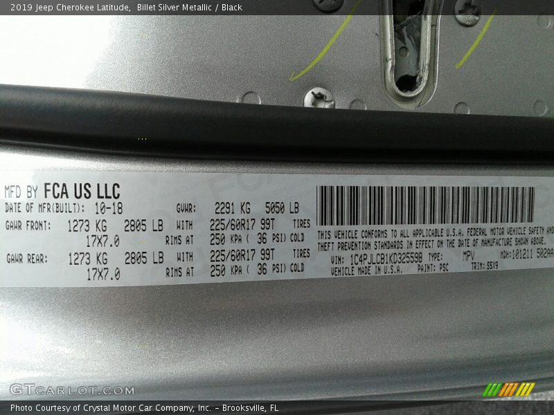 Billet Silver Metallic / Black 2019 Jeep Cherokee Latitude