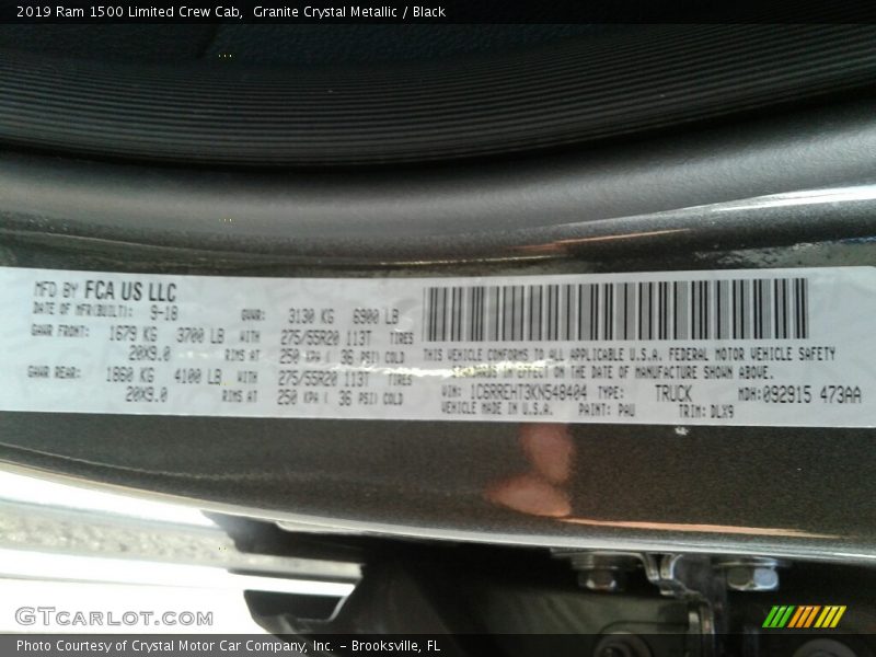 Granite Crystal Metallic / Black 2019 Ram 1500 Limited Crew Cab