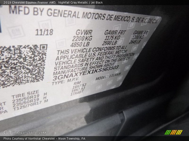 Nightfall Gray Metallic / Jet Black 2019 Chevrolet Equinox Premier AWD