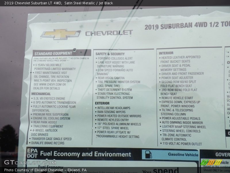 Satin Steel Metallic / Jet Black 2019 Chevrolet Suburban LT 4WD