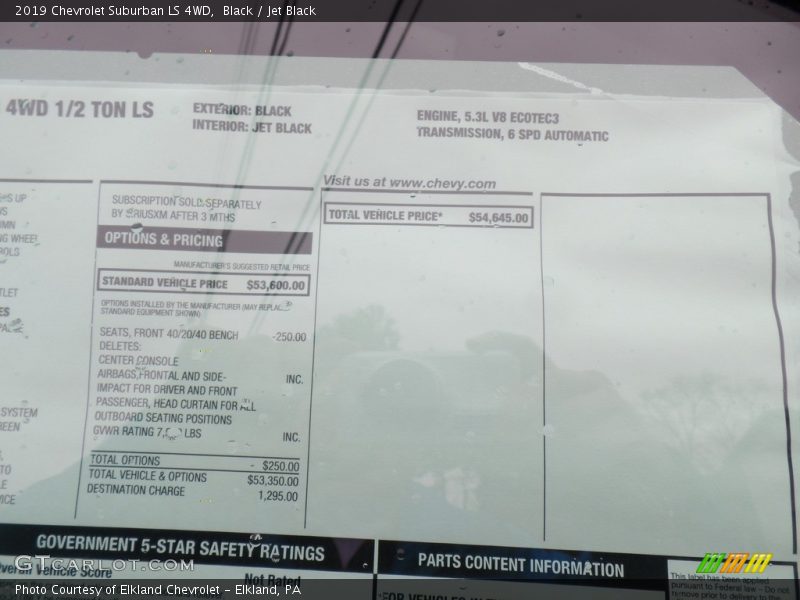 Black / Jet Black 2019 Chevrolet Suburban LS 4WD