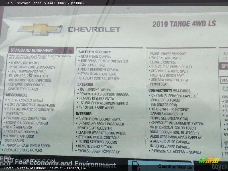 Black / Jet Black 2019 Chevrolet Tahoe LS 4WD