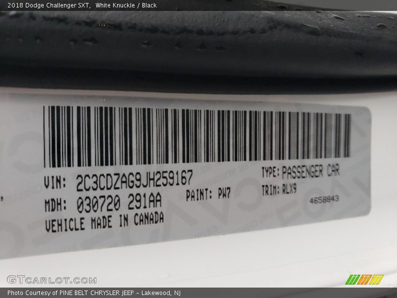 White Knuckle / Black 2018 Dodge Challenger SXT