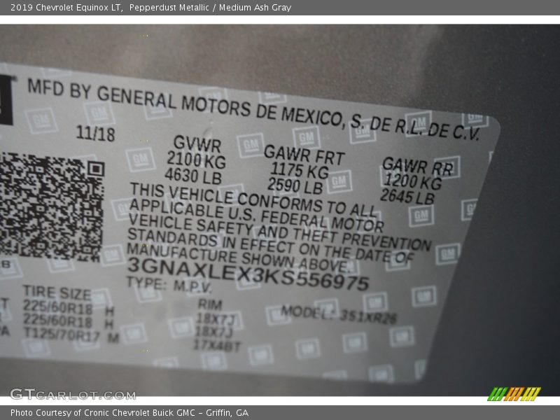 Pepperdust Metallic / Medium Ash Gray 2019 Chevrolet Equinox LT