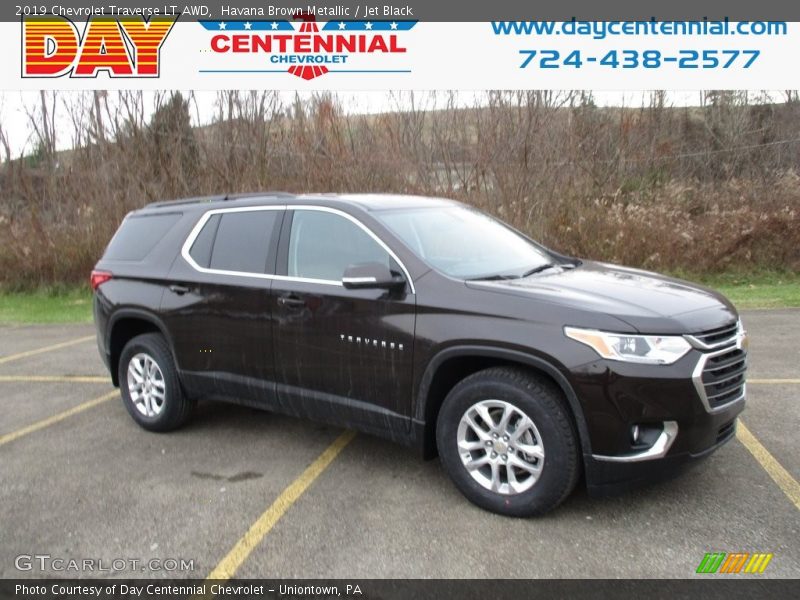 Havana Brown Metallic / Jet Black 2019 Chevrolet Traverse LT AWD