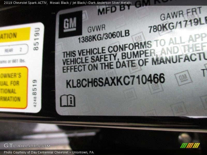Mosaic Black / Jet Black/­Dark Anderson Silver Metallic 2019 Chevrolet Spark ACTIV