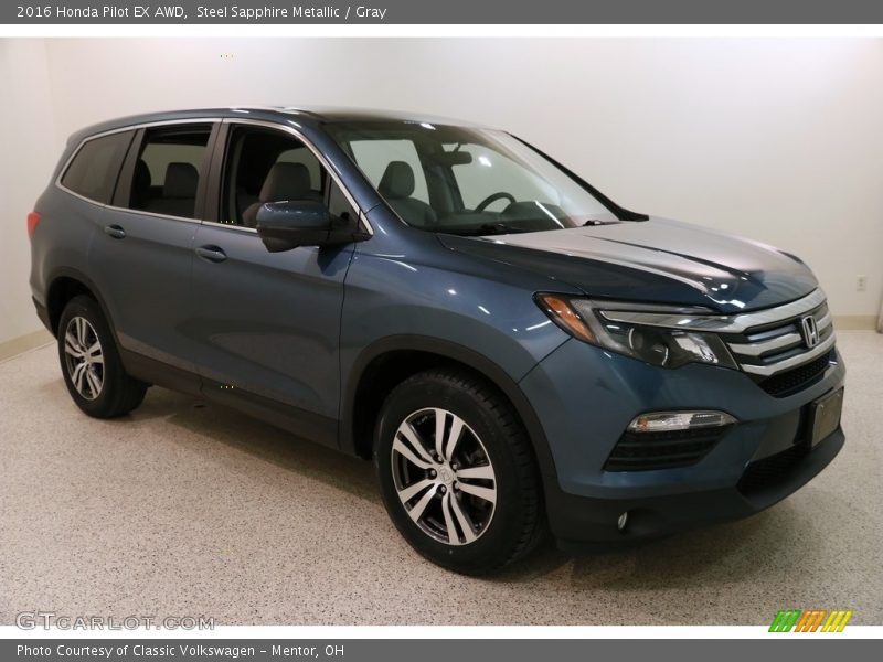 Steel Sapphire Metallic / Gray 2016 Honda Pilot EX AWD