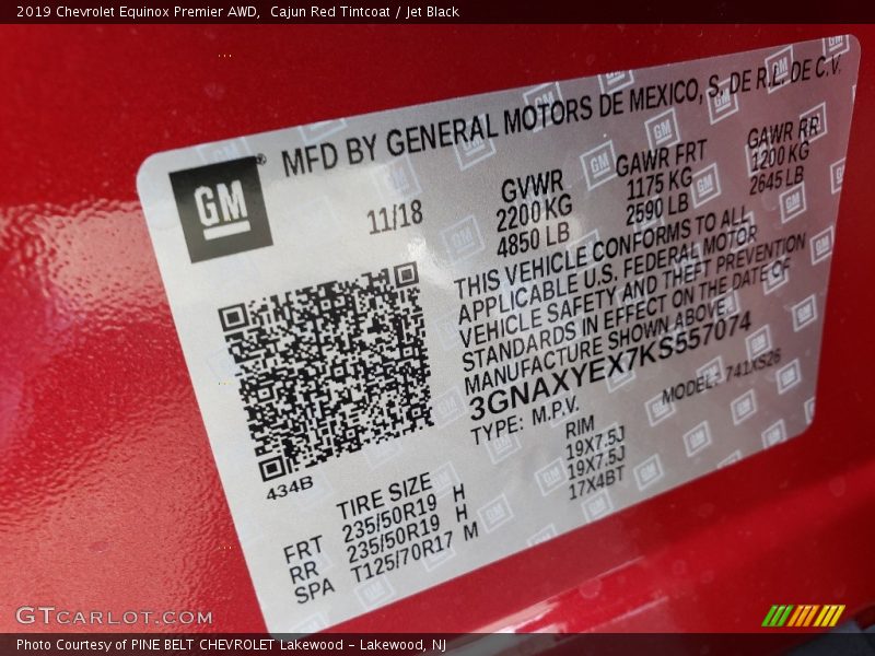 Cajun Red Tintcoat / Jet Black 2019 Chevrolet Equinox Premier AWD