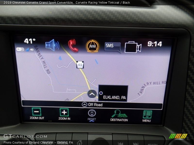 Navigation of 2019 Corvette Grand Sport Convertible