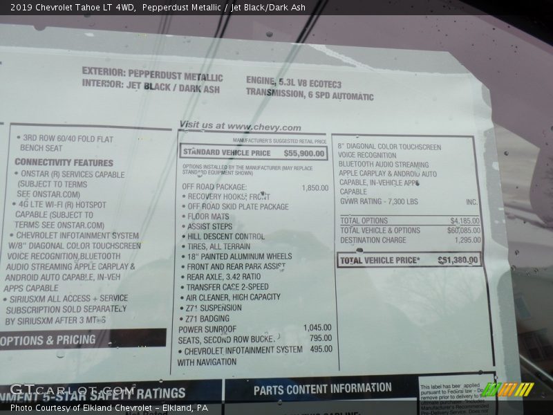 Pepperdust Metallic / Jet Black/Dark Ash 2019 Chevrolet Tahoe LT 4WD