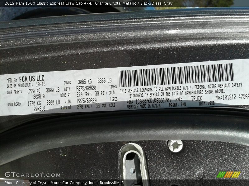 Granite Crystal Metallic / Black/Diesel Gray 2019 Ram 1500 Classic Express Crew Cab 4x4