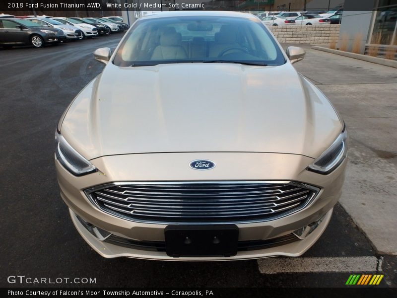 White Gold / Medium Soft Ceramic 2018 Ford Fusion Titanium AWD