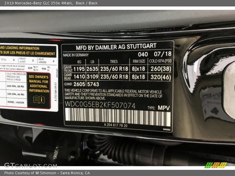 Black / Black 2019 Mercedes-Benz GLC 350e 4Matic