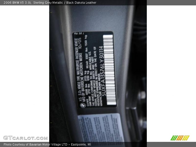 Sterling Grey Metallic / Black Dakota Leather 2006 BMW X5 3.0i