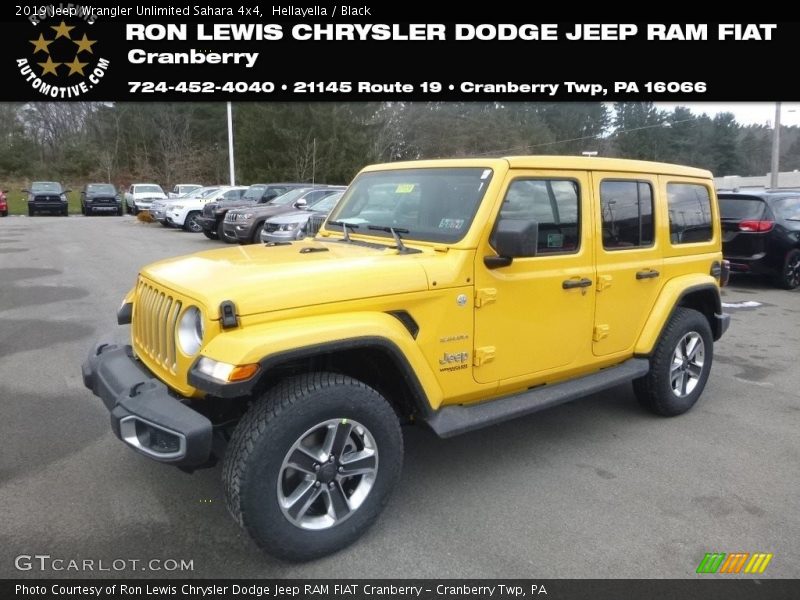 Hellayella / Black 2019 Jeep Wrangler Unlimited Sahara 4x4