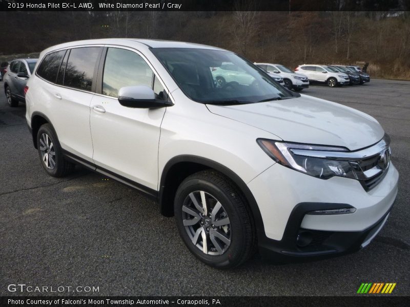 White Diamond Pearl / Gray 2019 Honda Pilot EX-L AWD