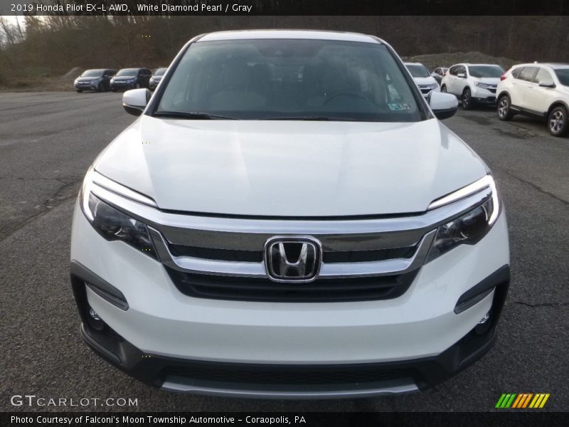 White Diamond Pearl / Gray 2019 Honda Pilot EX-L AWD