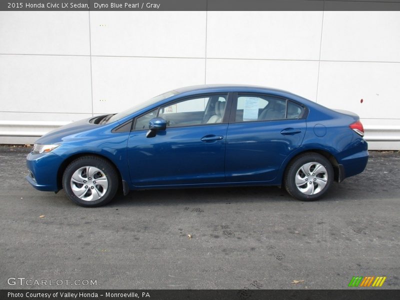 Dyno Blue Pearl / Gray 2015 Honda Civic LX Sedan