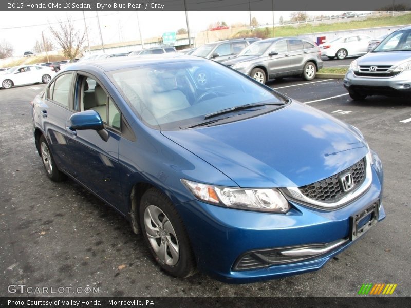 Dyno Blue Pearl / Gray 2015 Honda Civic LX Sedan