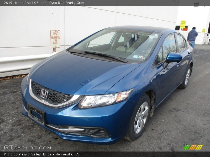 Dyno Blue Pearl / Gray 2015 Honda Civic LX Sedan
