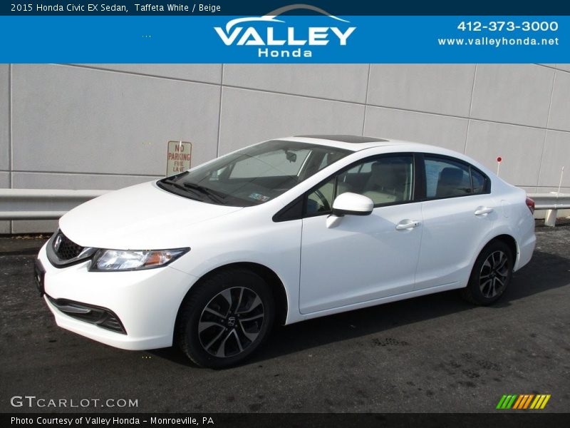Taffeta White / Beige 2015 Honda Civic EX Sedan