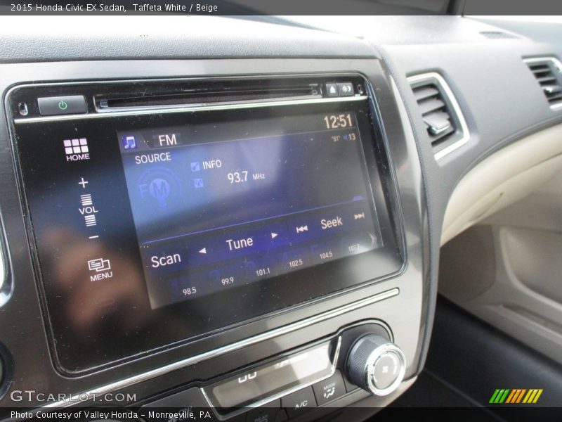 Taffeta White / Beige 2015 Honda Civic EX Sedan