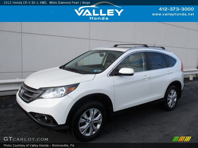 White Diamond Pearl / Beige 2012 Honda CR-V EX-L 4WD