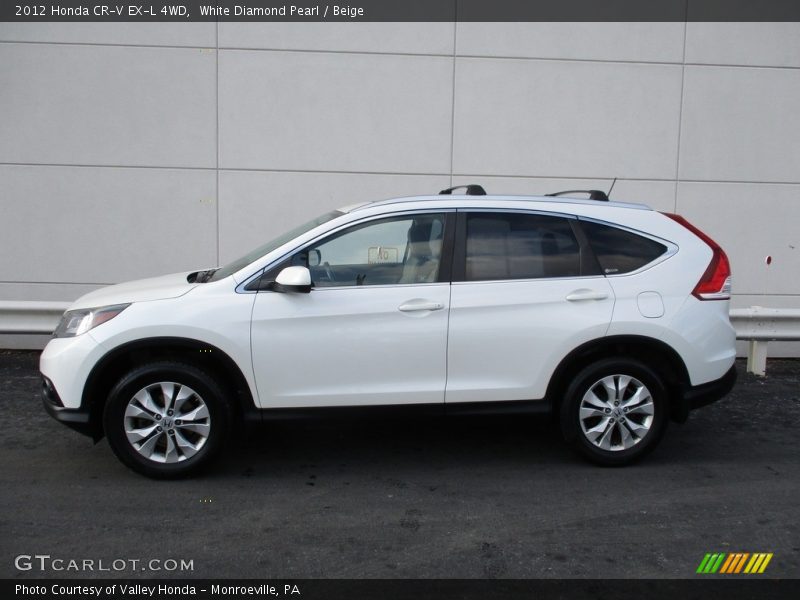 White Diamond Pearl / Beige 2012 Honda CR-V EX-L 4WD