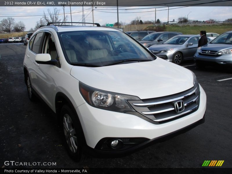 White Diamond Pearl / Beige 2012 Honda CR-V EX-L 4WD