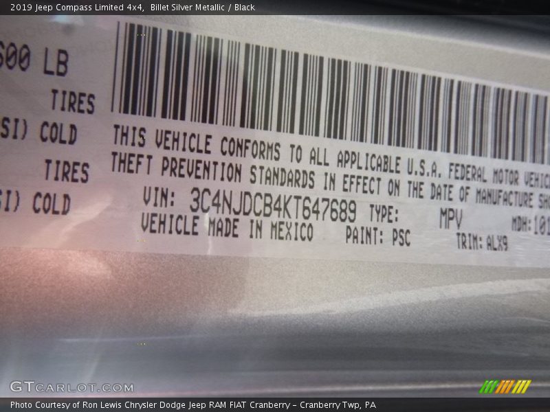 Billet Silver Metallic / Black 2019 Jeep Compass Limited 4x4