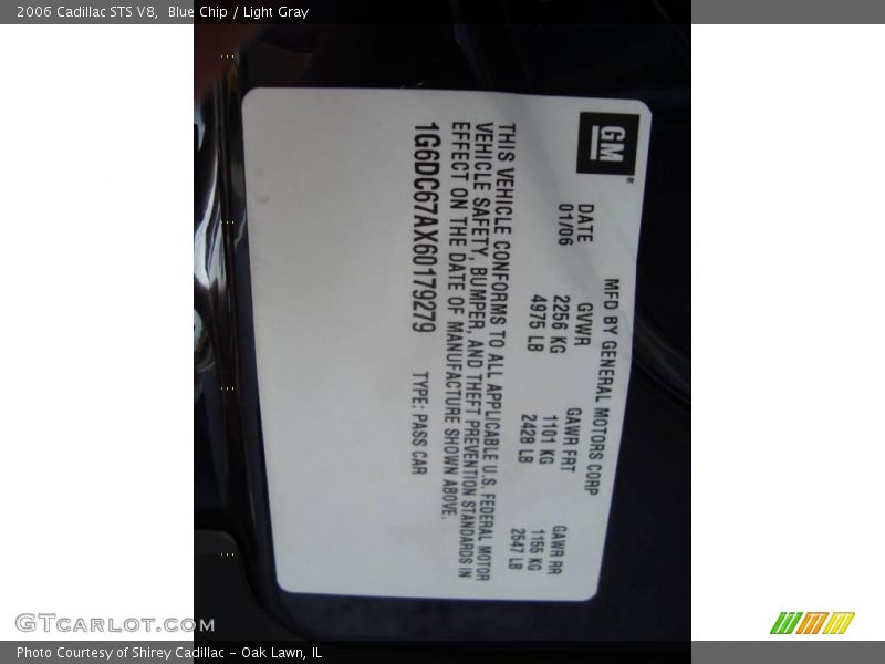 Blue Chip / Light Gray 2006 Cadillac STS V8