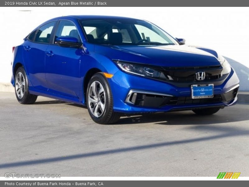 Agean Blue Metallic / Black 2019 Honda Civic LX Sedan