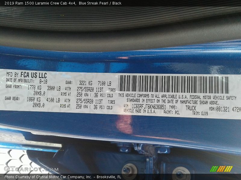 Blue Streak Pearl / Black 2019 Ram 1500 Laramie Crew Cab 4x4