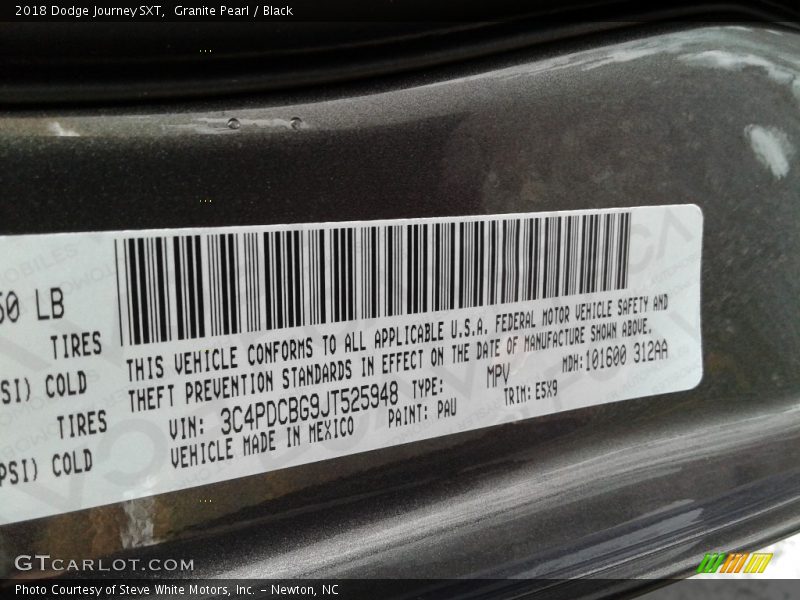 Granite Pearl / Black 2018 Dodge Journey SXT