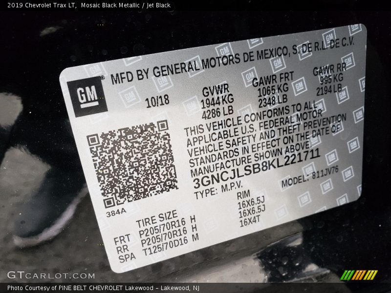 Mosaic Black Metallic / Jet Black 2019 Chevrolet Trax LT
