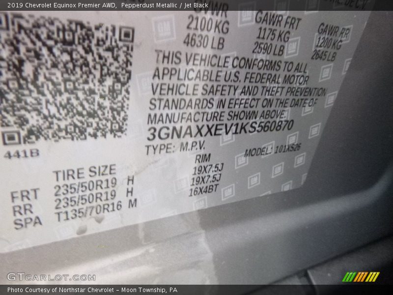 Pepperdust Metallic / Jet Black 2019 Chevrolet Equinox Premier AWD