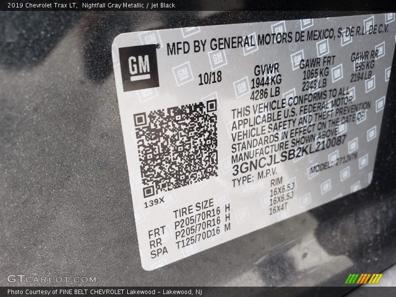 Nightfall Gray Metallic / Jet Black 2019 Chevrolet Trax LT
