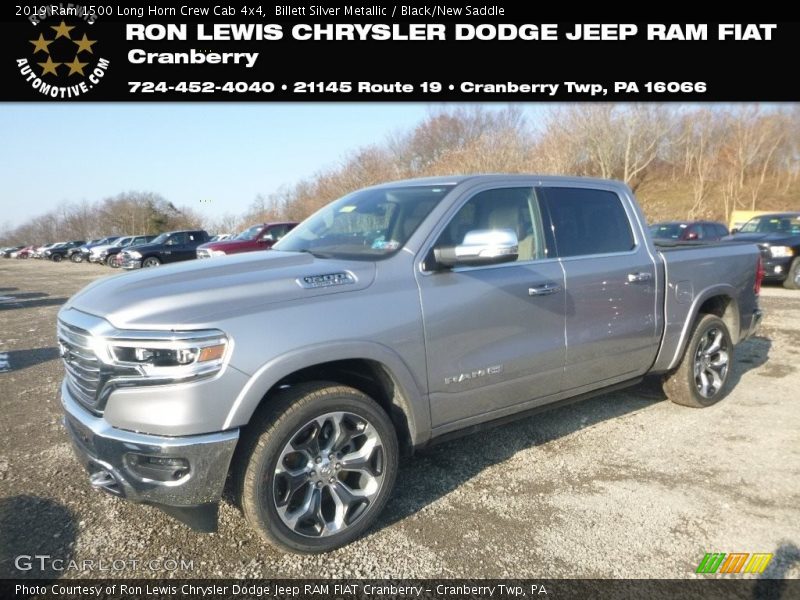Billett Silver Metallic / Black/New Saddle 2019 Ram 1500 Long Horn Crew Cab 4x4