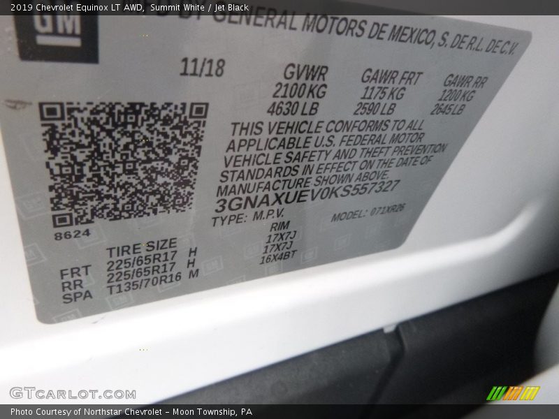 Summit White / Jet Black 2019 Chevrolet Equinox LT AWD