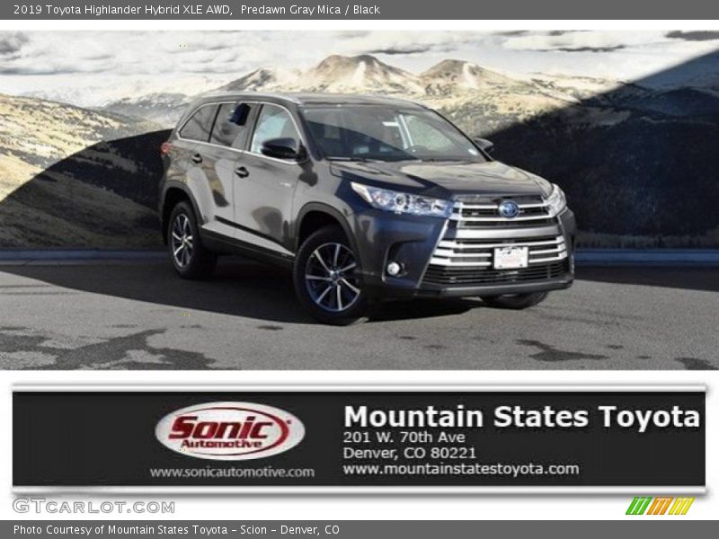 Predawn Gray Mica / Black 2019 Toyota Highlander Hybrid XLE AWD