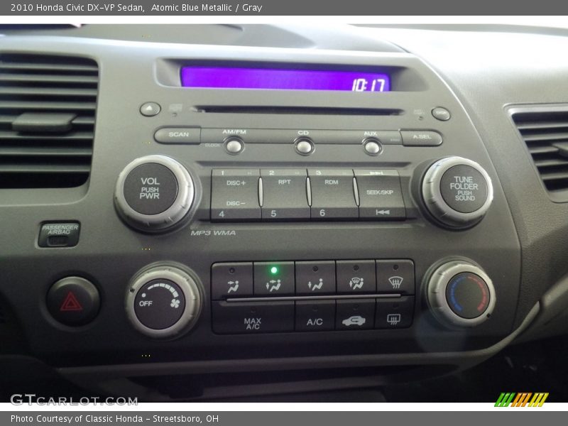 Atomic Blue Metallic / Gray 2010 Honda Civic DX-VP Sedan
