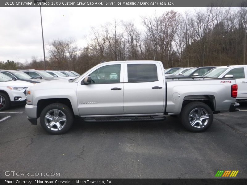 Silver Ice Metallic / Dark Ash/Jet Black 2018 Chevrolet Silverado 1500 Custom Crew Cab 4x4