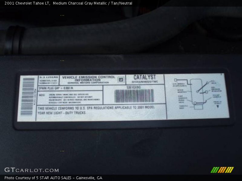 Medium Charcoal Gray Metallic / Tan/Neutral 2001 Chevrolet Tahoe LT