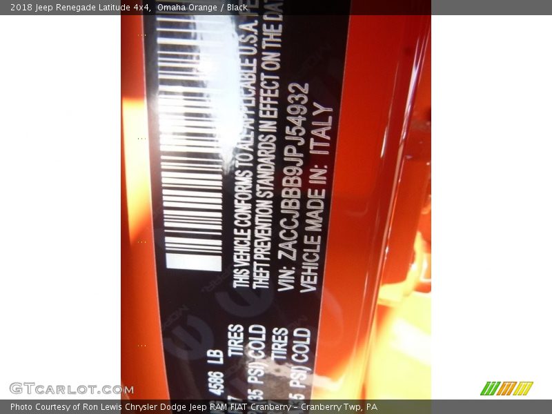 Omaha Orange / Black 2018 Jeep Renegade Latitude 4x4