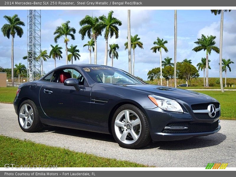 Steel Grey Metallic / Bengal Red/Black 2014 Mercedes-Benz SLK 250 Roadster