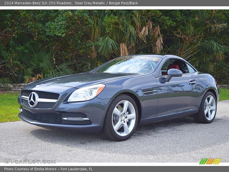 Steel Grey Metallic / Bengal Red/Black 2014 Mercedes-Benz SLK 250 Roadster